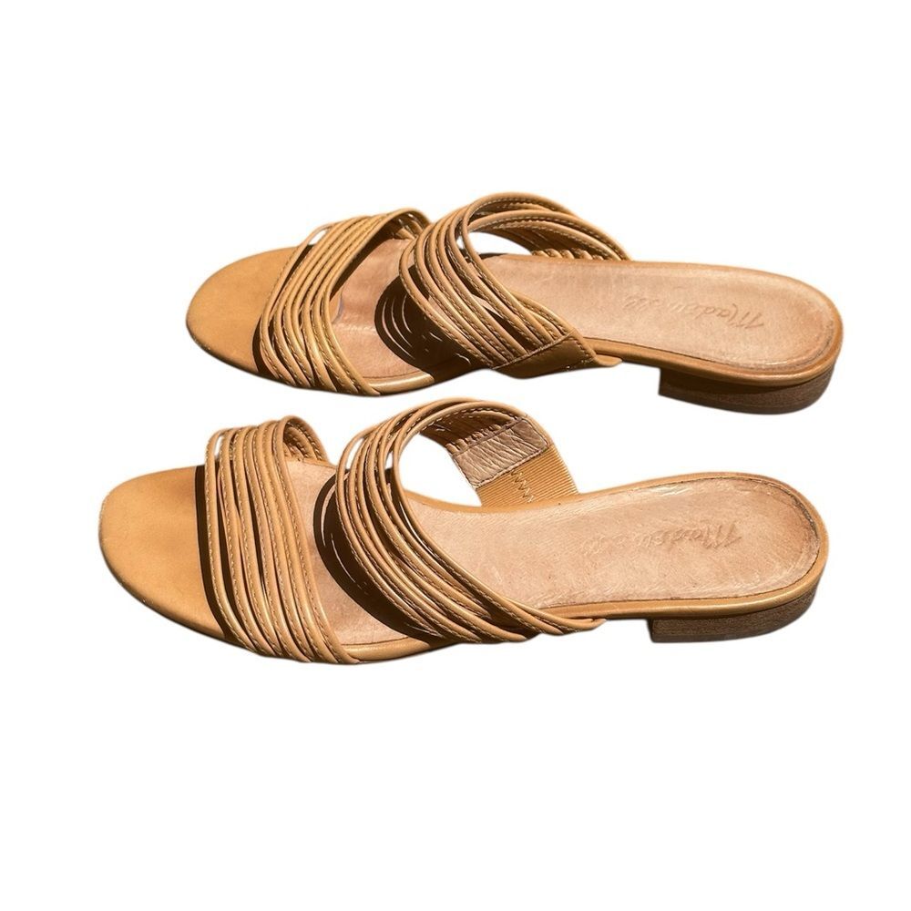 Madewell Women’s The Meg Slide Leather Sandal Tan Strappy Size 7 - Picture 3 of 7